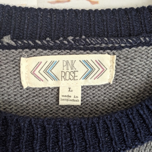 Pink Rose Striped Sweater in Indigo Combo M25 - Picture 4 of 5